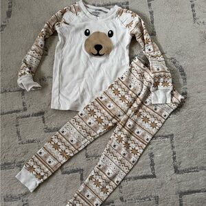 Kids Bear Pajama Set - White and Brown